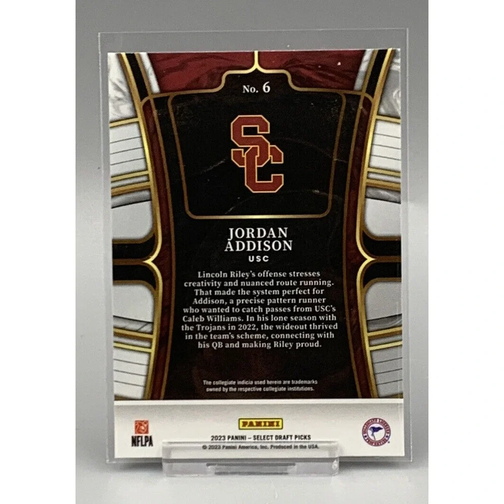2023 Panini Select Draft Picks Jordan Addison RC #6 U.S.C.‎ Trojans